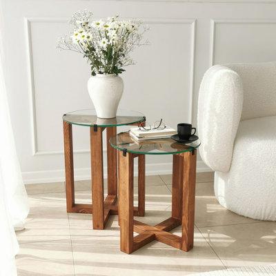 Lili Glass Cross Legs Nesting Tables by East Urban Home