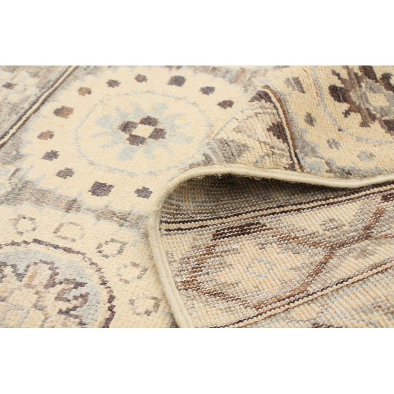 Tapis unique en laine noué à la main de style nouvel âge 18/20 ivoire 4 pi x 5 pi 9 po Pako