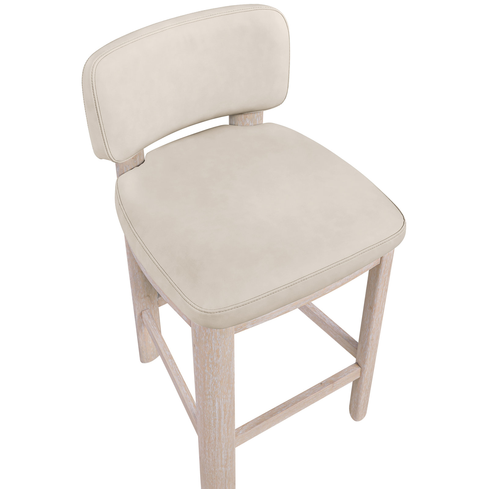 26" Bar Stool, Taupe Vegan Leather, Natural