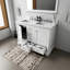 Meuble-lavabo double blanc 48 po X P 22 po D, dessus en quartz blanc et ensemble de robinet-117843621