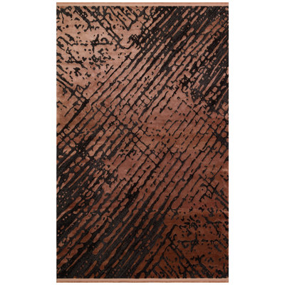 Tapis luxueux tissé à la machine, 5 x 7,5 pi, 100% viscose / acrylique, hauteur des poils: 0,2 po, 2 200 g / m², 1 200 000 points de tissage | Conception douce et élégante pour le salon et la chambre à coucher | Facile à nettoyer avec l'aspirateur et le détachant