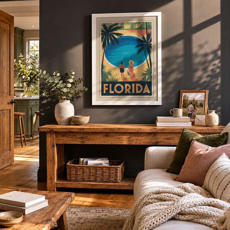 Postcard From Tropical Florida Vintage - Print, A4 - 29.7 x 21.0 cm, White