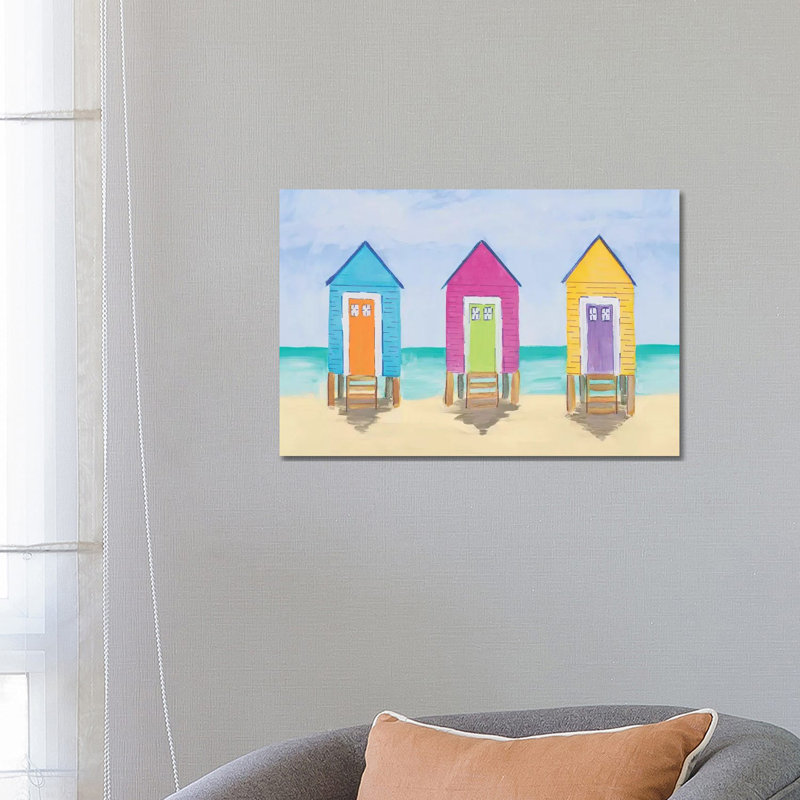Beach Shacks by Julie Derice - Painting on Canvas, Wrapped Canvas, 101.6 cm H x 66.04 cm W x 1.91 cm D
