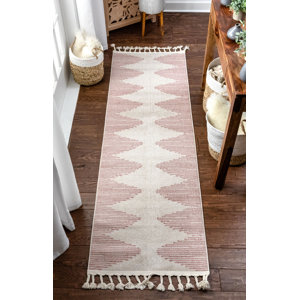 Well Woven Loop-De-Loop Geometric Machine Woven Blush/Ivory Area Rug ...