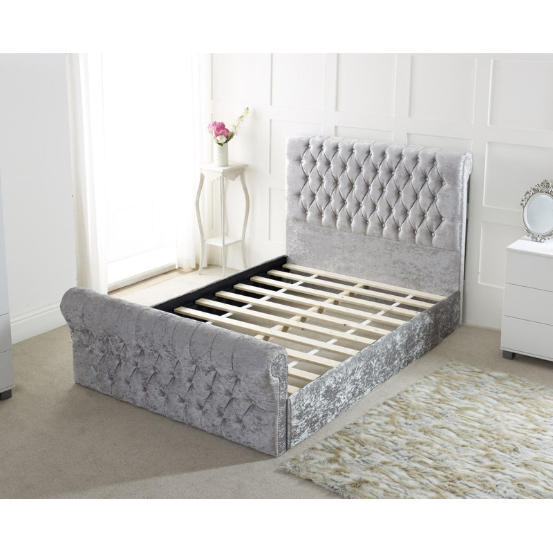 Brandi Upholstered Bed, Silver, Double (4'6)