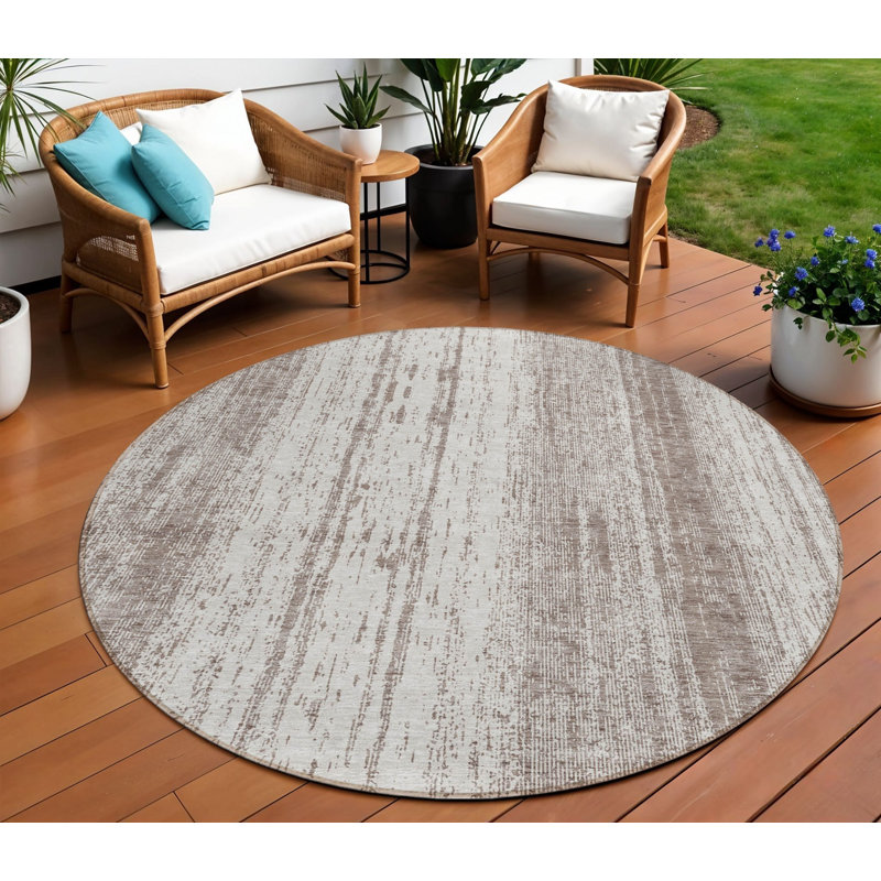 Tapis intérieur lavable rayé ivoire 8 pi