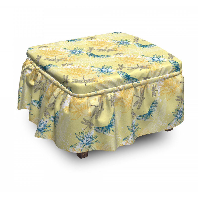 Ensemble de housse pour repose-pieds à coussins carrés de boîte 2 pièces libellule lilies