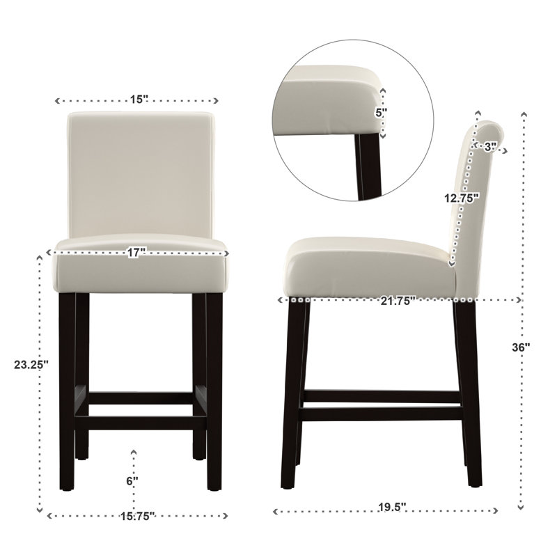 Tabouret de bar et de comptoir Altovise, Tabouret de comptoir (siège d'une hauteur de 24,2, Blanc