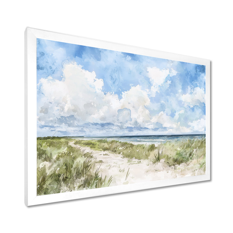 Texas Coastal Beach - Texas, art mural, Reproduction encadrée d'une seule photo sans pass, H 12 po x l 20 po, Blanc