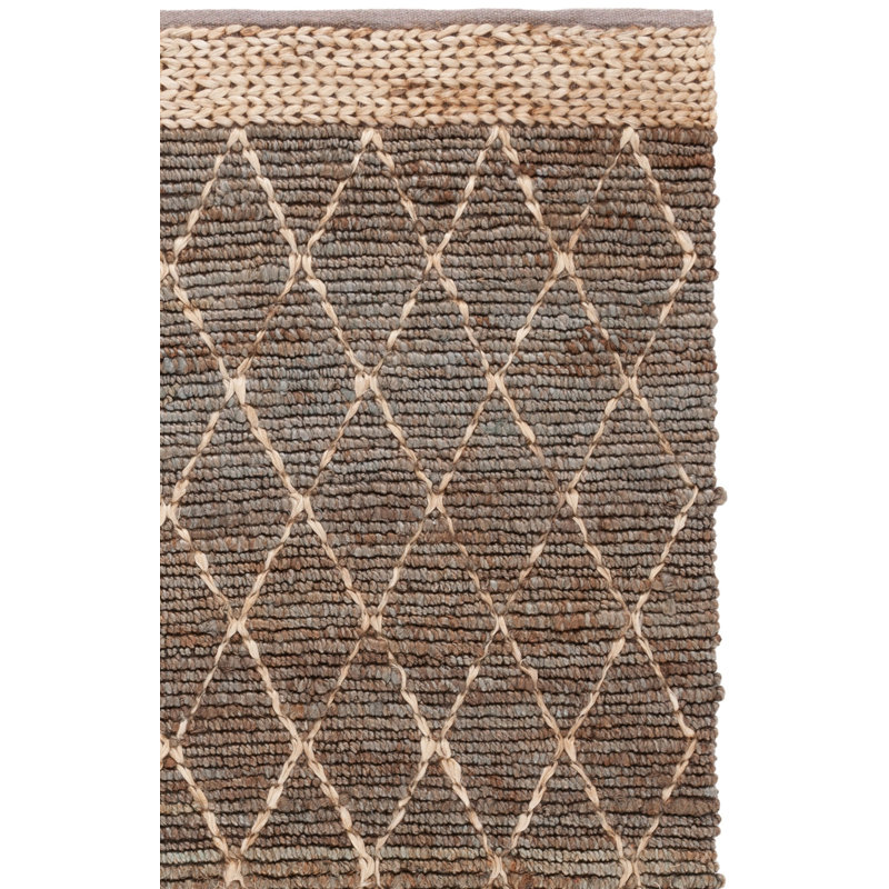 Tapis géométrique en jute / coton tissé à la main Alfread, Rectangle 6 pi x 9 pi