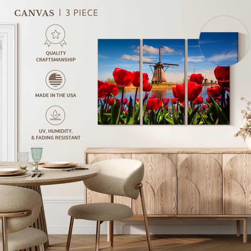 Harnek Tulips Windmill, 24" H x 38" W