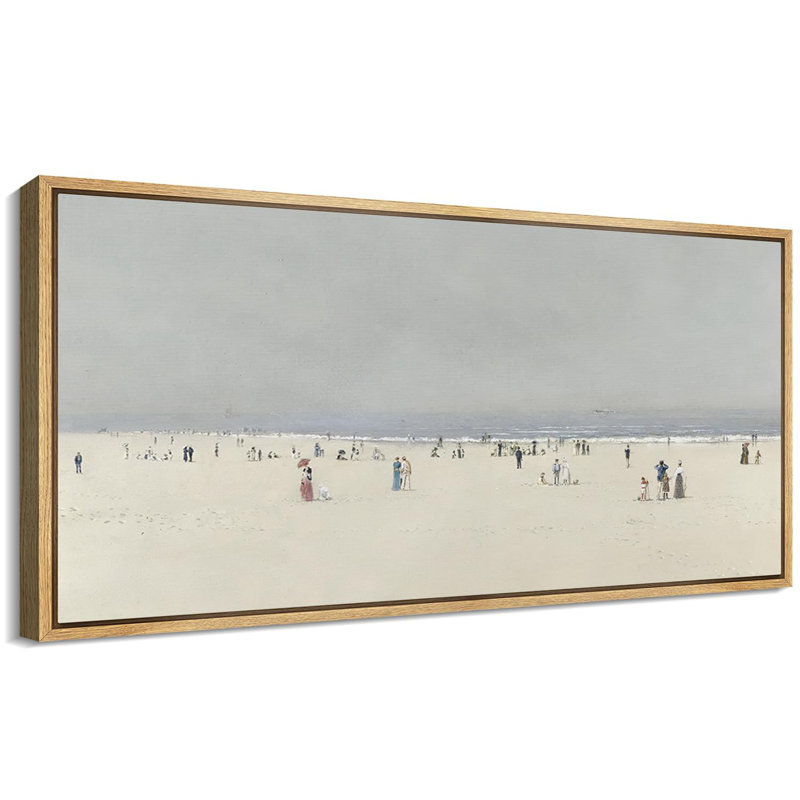 «Coastal Beach Beach Day In Pastel Victorian Style Seaside», reproduction encadrée, H 30 po x l 60 po, Naturel