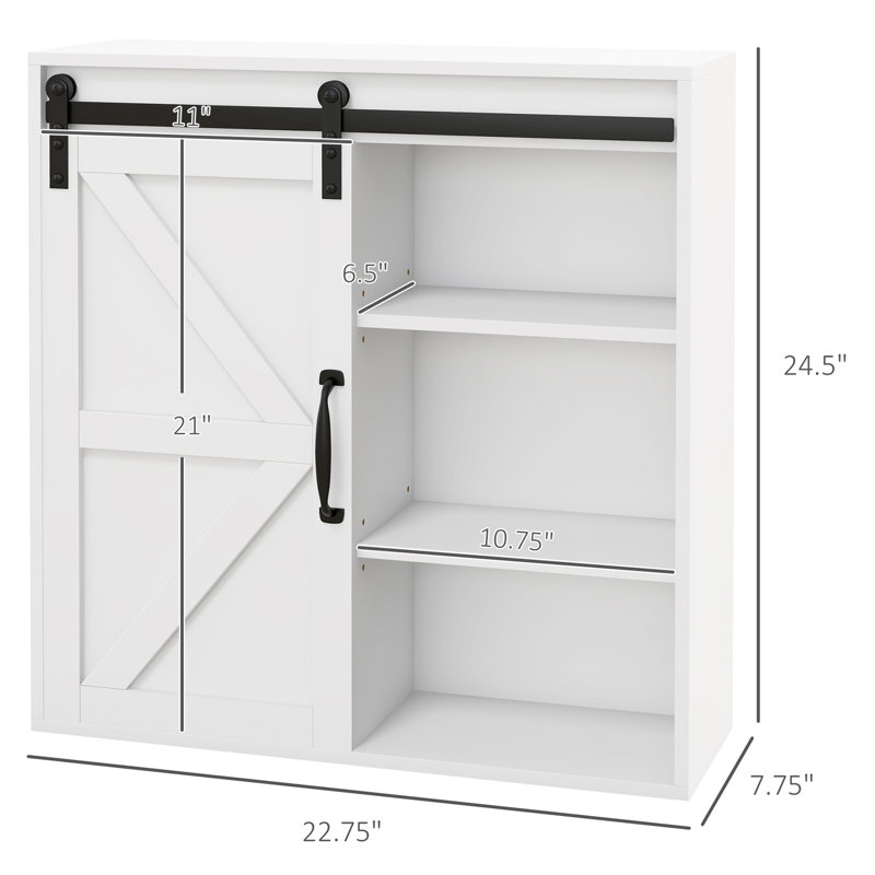 Armoire de salle de bain blanche avec porte coulissante et tablette réglable, jolie tablette de rangement