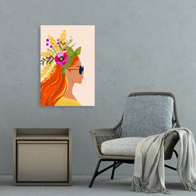 Vibrant Floral Woman Colorful Modern Vibrant Poppy Flower Nature Wall Art Print by Dominique Vari - Wrapped Canvas Print