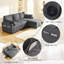 3 Seater Sofa Bed, 2-In-1 Pull-out Sleeper Couch with Storage Chaise and Armrest, Sectional L-Shaped Convertible Sofa Bed with USB & Cup Holder for Apartment Living Room Fabric-1173112319