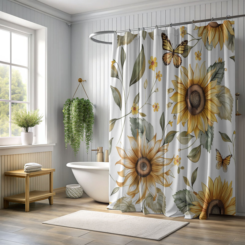 Sunny Flutter - Premium Shower Curtain, 74"H x 71"W