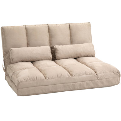 Fauteuil de sol beige, convertible et pliable avec 2 coussins, repose-pieds réglable, peu encombrant, pour lit à usages multiples - beige, ajout économique