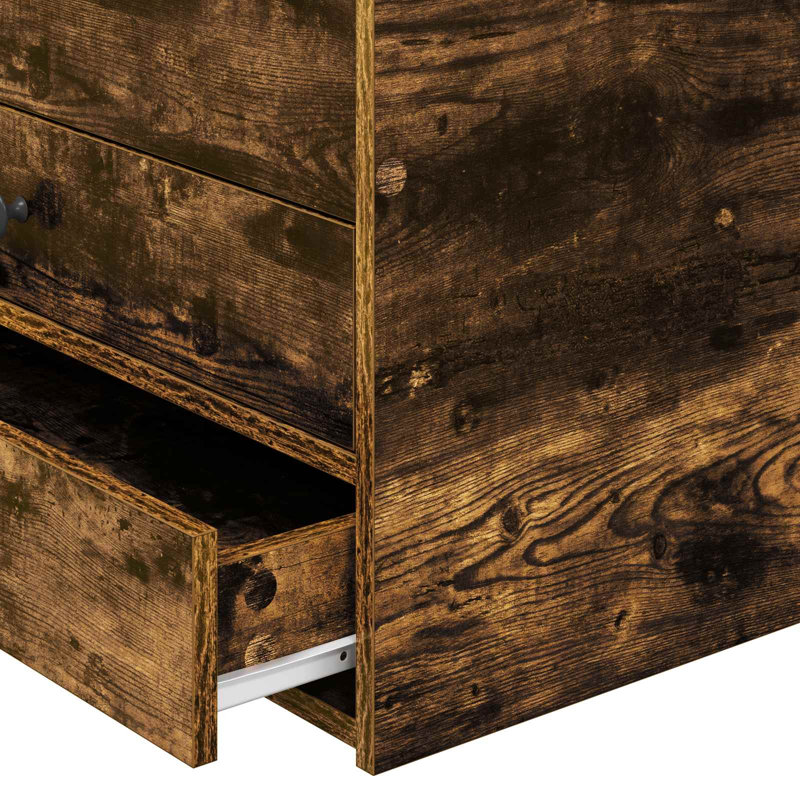  Daybed with Drawer with Headboard with Storage Engineered Wood Frame, Small Single (2'6), Smoked Oak
