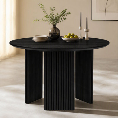 Table de salle à manger ronde, pieds cannelés, style contemporain