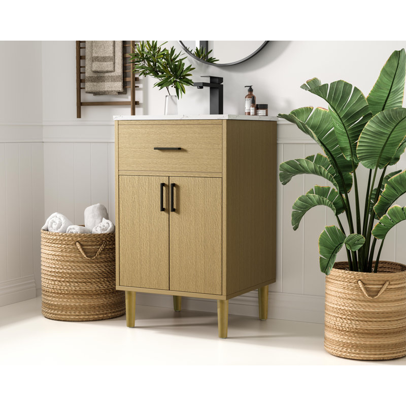 Meuble-lavabo simple 20 po Chandler, Brun miel