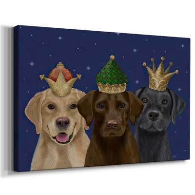 Christmas Labradors, Three Kings- Gallery Wrapped Canvas