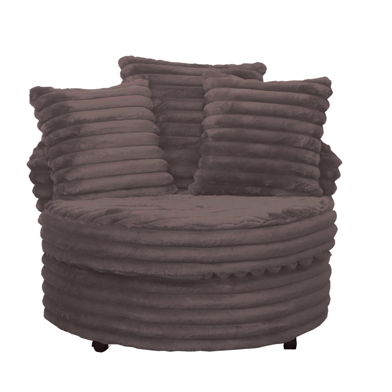 Gus Upholstered Barrel Chair, Brown Corduroy