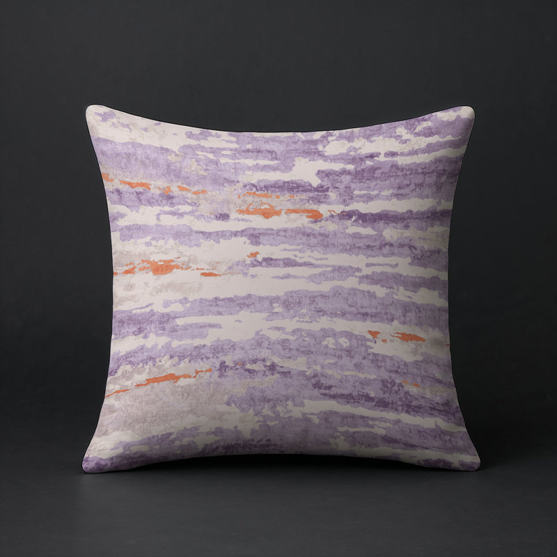 Coussin décoratif intérieur / extérieur gris Modern Modern, Rose / orange / beige abstrait, Carré 20 po