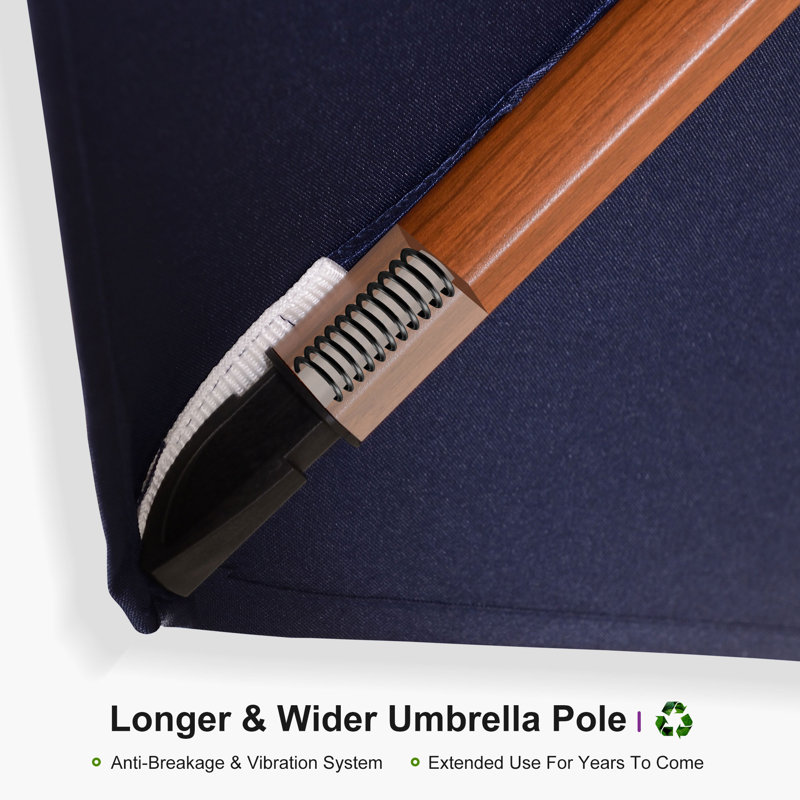 Parasol en porte-à-faux en bois Shanequia, Marine, L 132 po x P 132 po