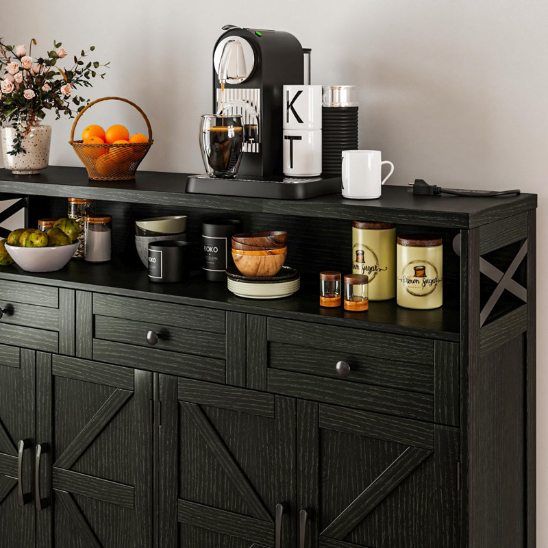 Buffet 51 "avec tiroirs Farmhouse, Noir, noir, noir, noir