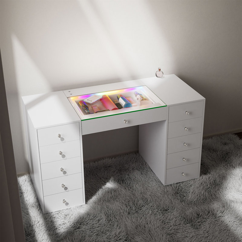 Meuble-lavabo 51,2 po avec bande lumineuse à DEL RVB