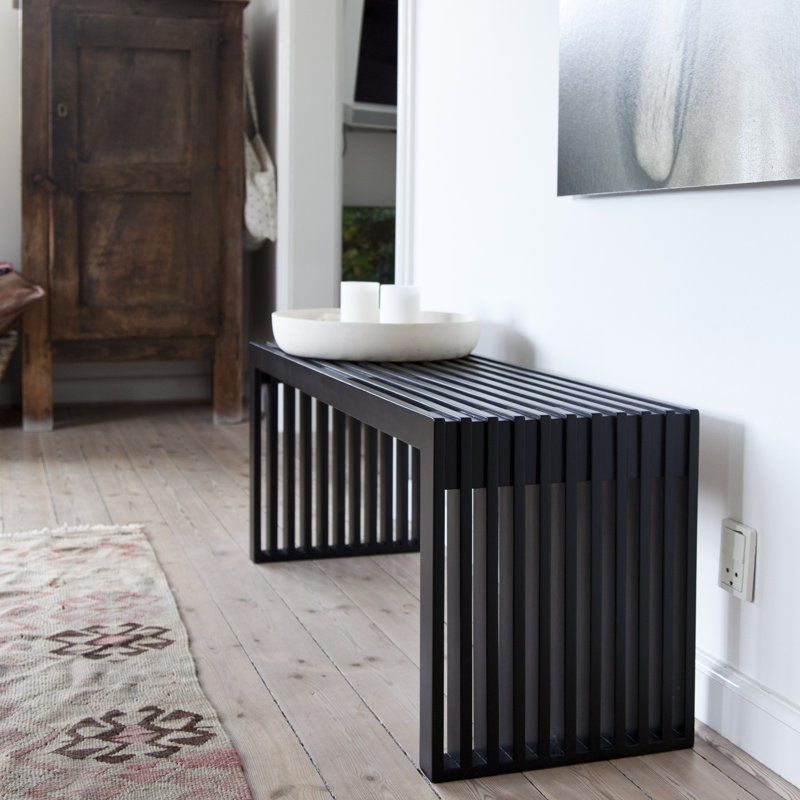 Riback Solid Wood Bench, 43cm H x 104cm W x 35cm D, Black
