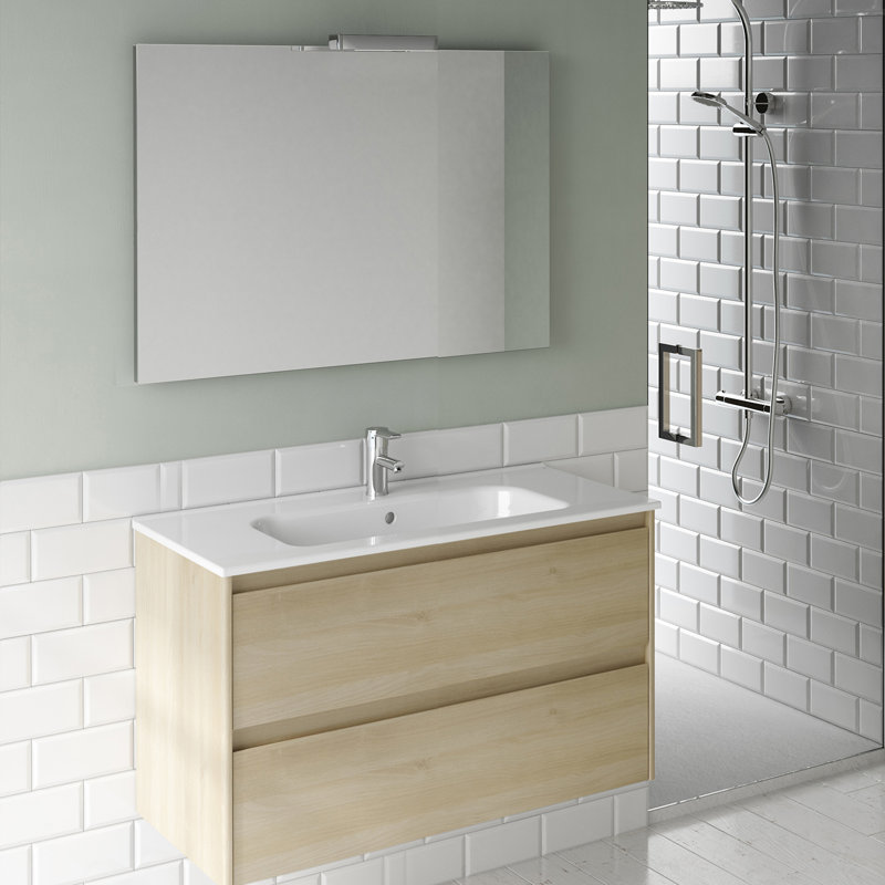 Ambra 39.6'' W Single Vanity, 23.8", Nordic Oak