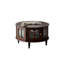 Table basse ronde en bois d'hévéa avec armoire