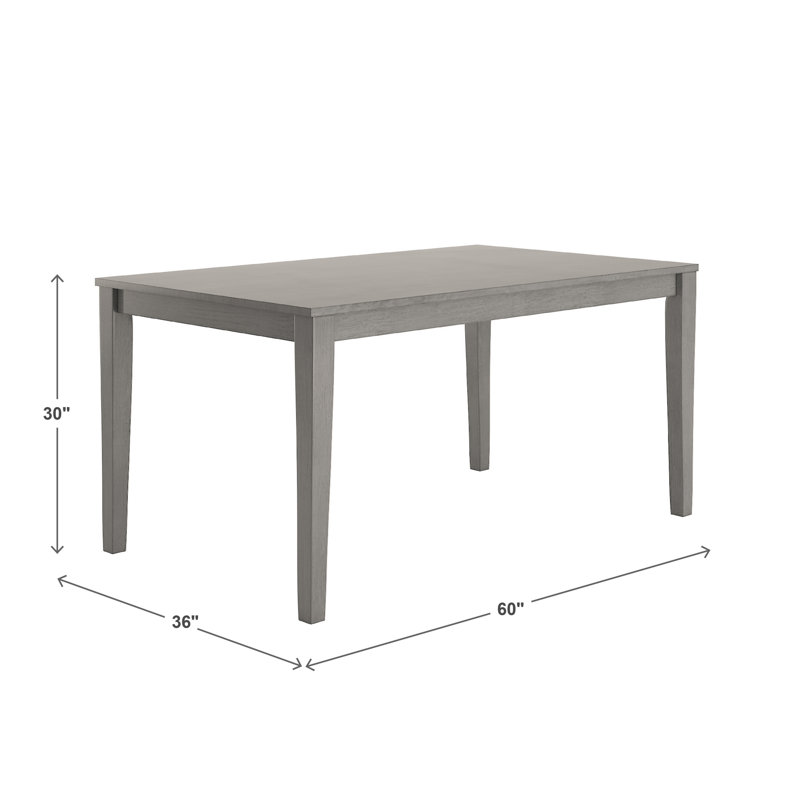 Table de salle à manger en bois massif Alexa-Mae, Gris antique, H 30 po x l 36 po x L 60 po
