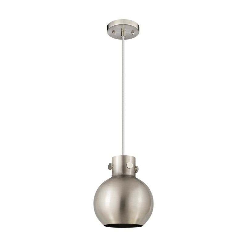 Luminaire suspendu en métal 1 lumière, Nickel satiné, H 9,13 po x l 8 po x P 8 po, Nickel satiné