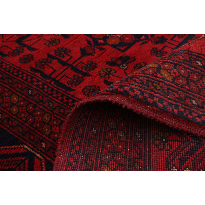 Tapis de zone en laine rouge 4 pi 10 po x 6 pi 4 po one-of-kind à la main-noué la 2010 esari turque Allaina