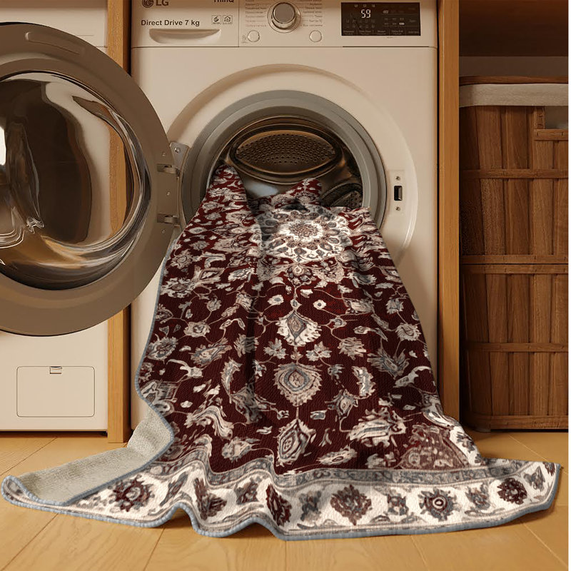 Tapis turc gris lavable à la machine, Carré 6 pi