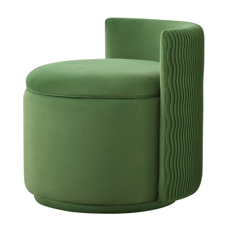 Fauteuil d'appoint pivotant à 360 degrés avec rangement, Velours vert, H 23 po x l 22 po x P 22 po