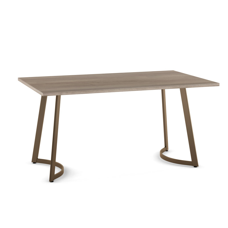 Table de salle à manger l 36 po x L 60 po, Plateau beige clair / base bronze