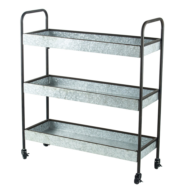 3 tablettes galvanisées de 35 po x 12,5 po x 40 po, solution de rangement en métal pour la maison, style classique et moderne avec étagères décontractées abondantes