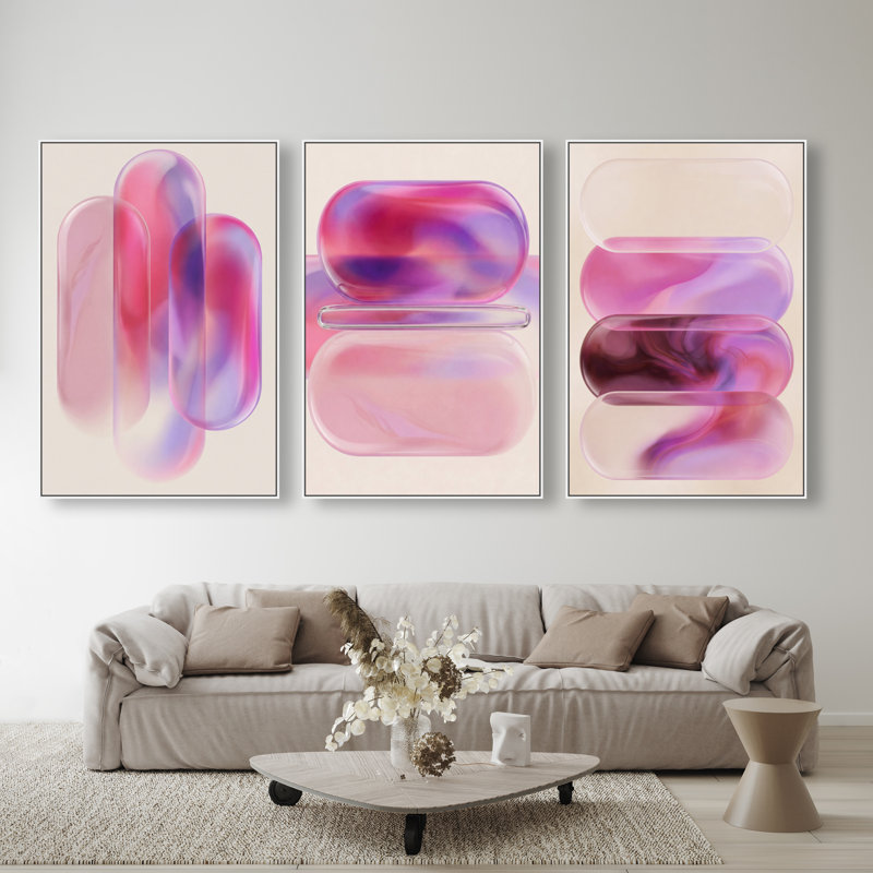Rose Topaz Set Set by Oliver Gal, 16"H x 11"W, White Floater Frame