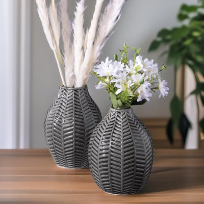 Petitt 2-Piece Ceramic Table Vase Home Living Room Decor