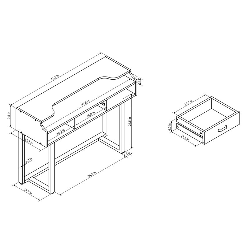 Millgrove 47.24'' Console Table