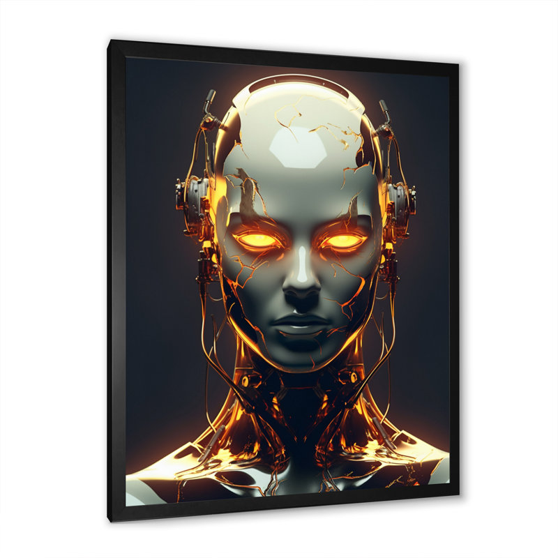 " Robotic Intelligence II ", Black Single Picture Framed, 32" H x 24" W x 1" D