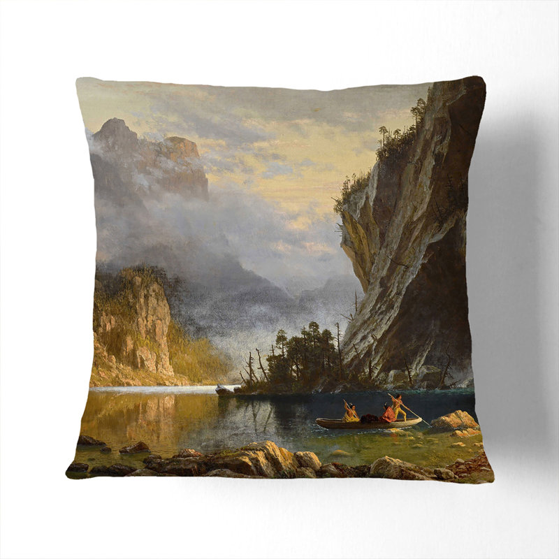 Indians Spear Fishing Scatter Cushion, 40cm H x 40cm W x 15cm D, White