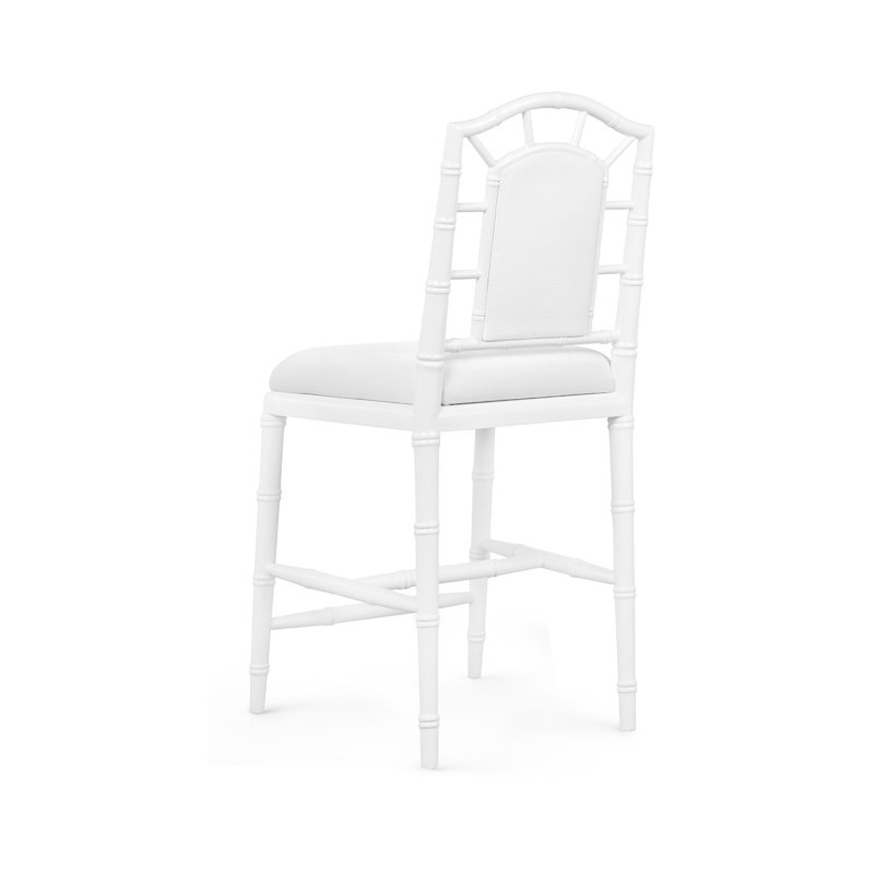 Delia Upholstered Stool with Solid Wood Frame, Vanilla