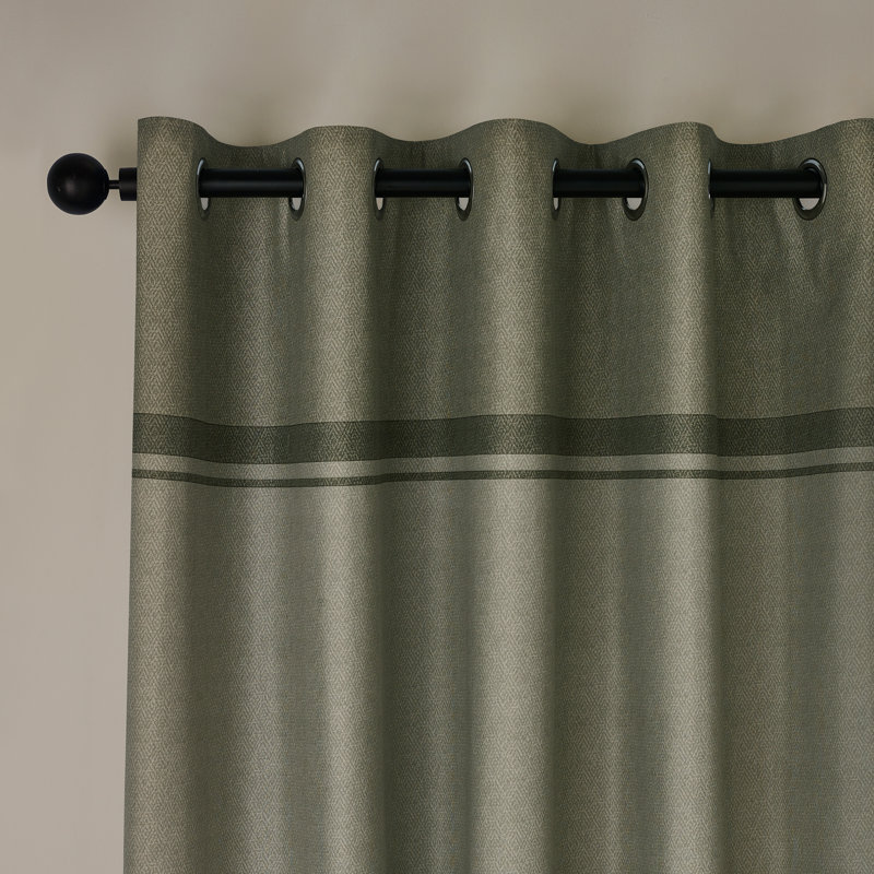 Melville Lined Eyelet Curtains, 168cm Width x 137cm Drop, Green