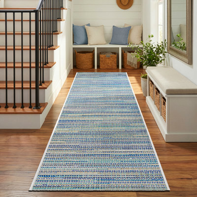 Tapis de couloir intérieur turquoise turquoise Victorine