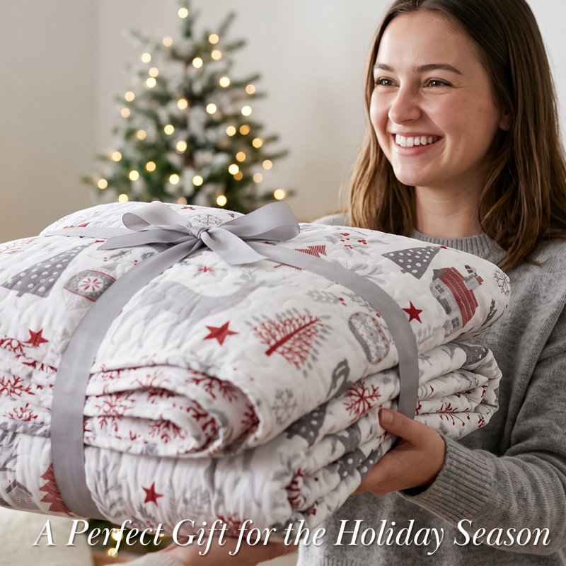 Ensemble de couette réversible surdimensionnée Holly Jolly Lane de Southshore Fine Linens, en microfibre doublement brossée 100 g/m², comprenant une couette et une taie d'oreiller, pour les fêtes, taille simple/simple XL.