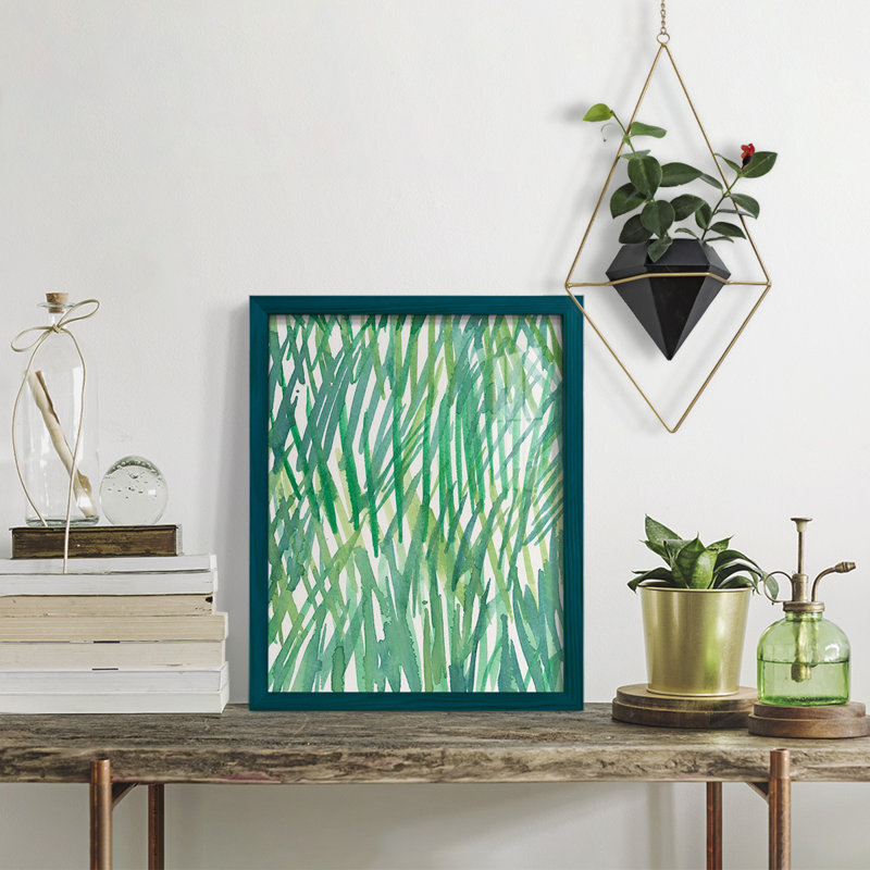 Just Grass I - imprimé, H 15 po x l 12 po x P 1 po, Papier avec cadre bleu